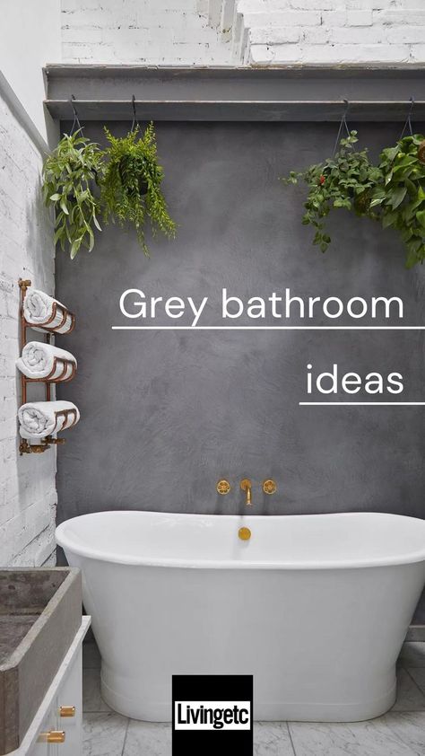 Our gorgeous grey bathroom ideas prove why everyone's favorite neutral is perfect in bathrooms of all shapes, sizes and styles... Grey Bathroom Ideas Modern, Dark Grey Tile Bathroom, Grey Bathroom Wall Tiles, Tile Ideas For Small Bathrooms, Grey Tile Bathroom, Bathroom Tiling Ideas, Bathroom Tile Ideas Floor, Large Showers, Modern Bathroom Tile Ideas