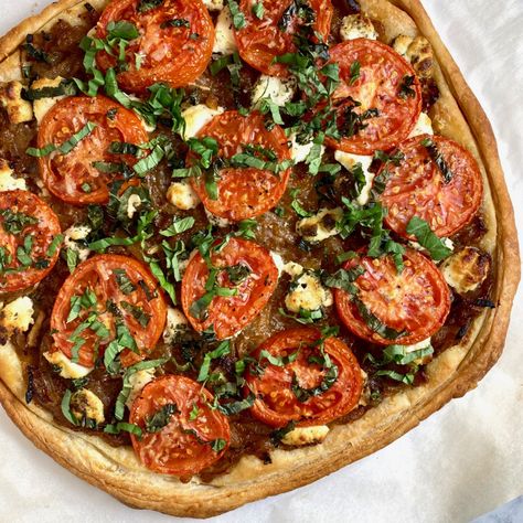 Ina Garten Appetizer Recipes, Tomatoe Tart Ina Garten, Ina Garten Tomato Tart, Red Onion And Goats Cheese Tarts, Zucchini And Goat Cheese Tart Ina Garten, Tomato Onion Tart, Tomato And Goat Cheese Tart, Zucchini Goat Cheese Tart, Onion And Goat Cheese Tart