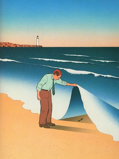 Surreal Illustration Guy Billout, Art Et Illustration, Creative Illustration, Art And Illustration, Pics Art, French Artists, Surreal Art, Art Plastique, The Ocean