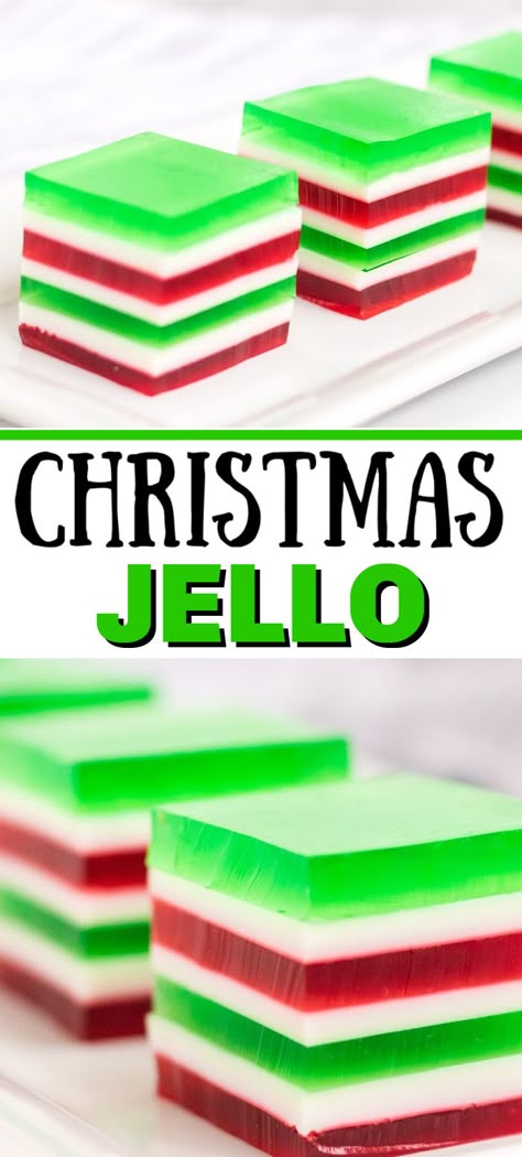 Broken Glass Dessert, Layered Jello Salad, Layered Jello Recipe, Broken Glass Jello, Quick Christmas Dessert, Glass Jello, Finger Jello, Jello Jigglers, Christmas Jello