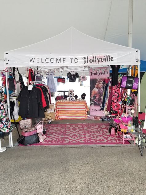 Vendor Booth for Hollyville at Route 66 The Classic with pinup and retro styles - hollyville.com Clothing Booth Display, Flea Market Booth, Market Booth, Vendor Booth, Market Stall, Retro Styles, Market Stalls, Booth Display, Booth Design