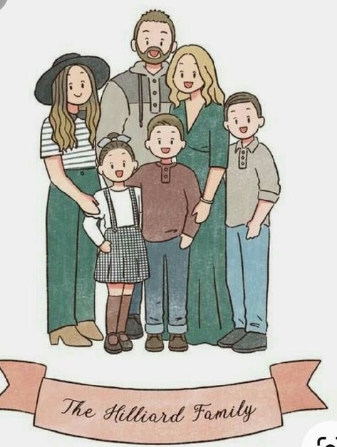 Drawing Gift Ideas, Family Drawing Illustration, Family Picture Drawing, Family Drawings, 가족 일러스트, Illustrated Family Portrait, Family Sketch, Illustration Birthday, Custom Family Illustration