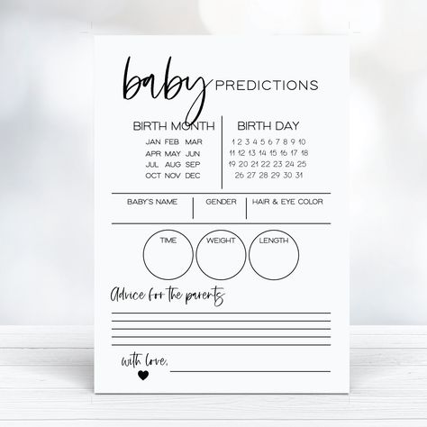 Unisex Baby Shower Ideas, Design A Onesie Baby Shower Game, Dyi Babyshower Games, Calendar Baby Shower Game, Baby Predictions, Baby Predictions Printable, Baby Shower Prediction Cards, Baby Shower Planner, Baby Shower Checklist