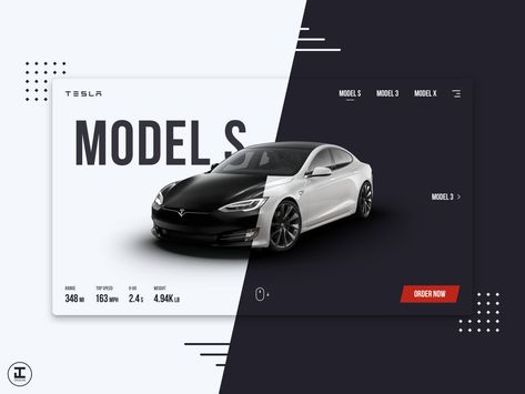 Tesla Model S Splash Page by Jacob Caccamo on Dribbble Best Ui Design, Tesla Car, Graphic Design Ads, Splash Page, Webpage Design, Website Design Layout, Ui Design Inspiration, Web Inspiration, Creative Poster Design