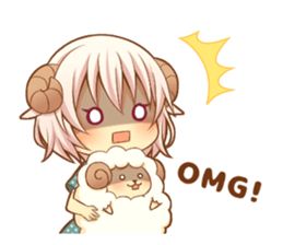 Sheep Horns Drawing Anime, Sheep Horns Drawing, Lamb Girl Art, Sheep Girl, Anime Ballet, Sheep Sticker, Fluffy Sheep, Line Sticker, Line Store