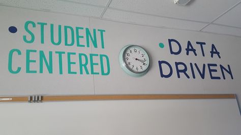 PD Room Set Up Posting our mantra, student centered and data driven! Data Room Ideas, Plc Room Ideas, Plc Room Decor, Teachers Office Ideas, Literacy Coach Office, Plc Room, Instructional Coach Office, Instructional Facilitator, Coaching Office