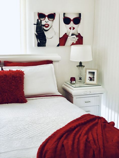 Gray Red Bedroom, White Gold Room, Red Dorm, Red Room Decor, Luxury Dorm Room, Fresh Home Decor, Red Living Room Decor, Red Apartment, Red Bedroom Decor