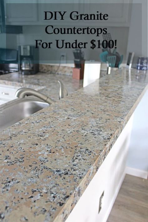 How to DIY your own granite countertops!! Budget kitchen decorating Replace Countertop Diy, Affordable Countertop Ideas, Diy Granite Countertops, Replacing Countertops, Organize Kitchen, Diy Kitchen Countertops, House Makeovers, Countertop Ideas, Budget Kitchen Remodel