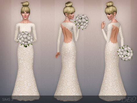 BEO's Wedding Dress 43 Sims 3 Wedding, Sims 3 Clothing, Sims 3 Cc Clothes, Sims 4 Wedding Dress, Sims 3 Cc Finds, Sims 3 Mods, Pelo Sims, Sims 4 Dresses, Sims Four