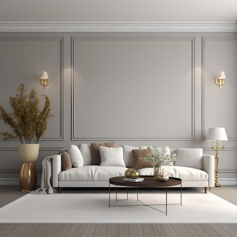 Wall Molding Living Room, Colonial House Interior, Formal Living Room Designs, Modern Classic Living Room, White Wall Paneling, Living Room Panelling, Living Wall Decor, Classic Living Room, Living Room Design Decor