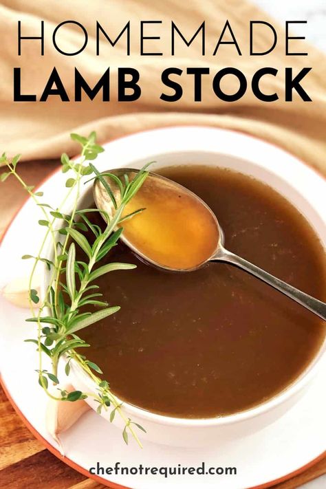 I will show you how to make your own homemade lamb stock. Rich, full flavoured stock with hardly any hands on time. Perfect for making soup, stews or slow cooked casseroles. #chefnotrequired Lamb Stock Recipe, Brown Stock Recipe, Lamb Stock, Lamb Gravy, Lamb Roast Recipe, French Cuisine Recipes, Making Soup, Stock Recipes, Slow Cooked Lamb