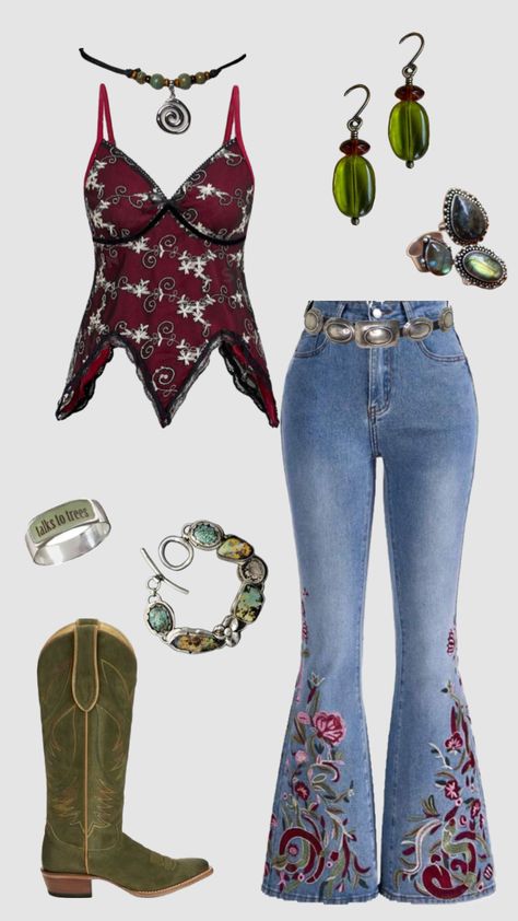 Whimsigoth hippie outfit #outfitinspo #vintage #hippie #boho Hippie Outfit Inspo, 2000s Hippie, Whimsigoth Outfits, Witchy Outfits, Conservative Fashion, Hippie Fashion, Vintage Hippie, Hippie Outfits, Early 2000s