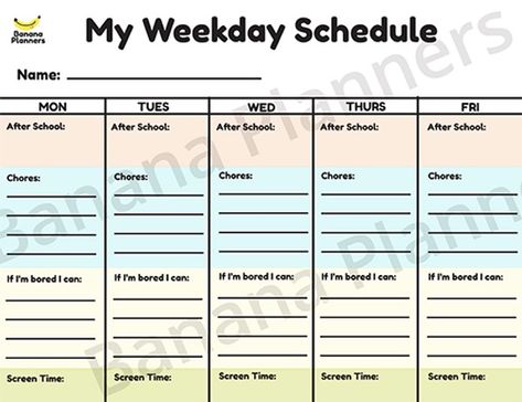 Free ADHD-Friendly Weekly Schedule | Banana Planners Time Blocking Schedule, Life Schedule, School Agenda, Homework Planner, Kids Homework, Schedule Templates, Weekly Schedule, Life Tips, Craft Activities For Kids