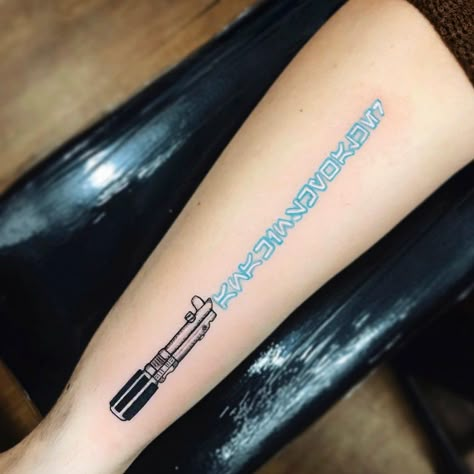 Lightsaber Tattoo, Tattoos To Cover Scars, Nerd Tattoo, Tattoos With Kids Names, Star Wars Tattoo, Side Tattoos, Music Tattoos, Tattoo Art Drawings, Small Tattoo Designs