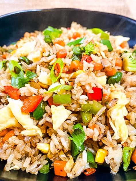 Fried Rice No Soy Sauce Fried Rice No Soy Sauce, Soy Free Meals, Fried Rice Without Soy Sauce, Vegetarian Fried Rice, Dry Rice, Vegetable Fried Rice, Vegetable Rice, Low Salt, Chicken Fried Rice