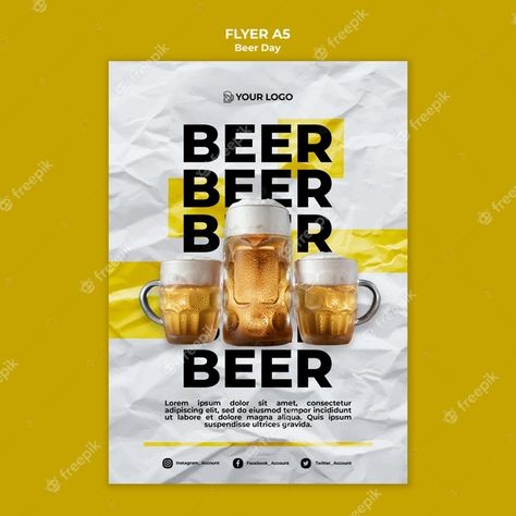 Beer Flyer, Beer Promotion, Menu Inspiration, Beer Day, Bar Poster, Beer Poster, Free Beer, Beer Logo, Beer Tasting