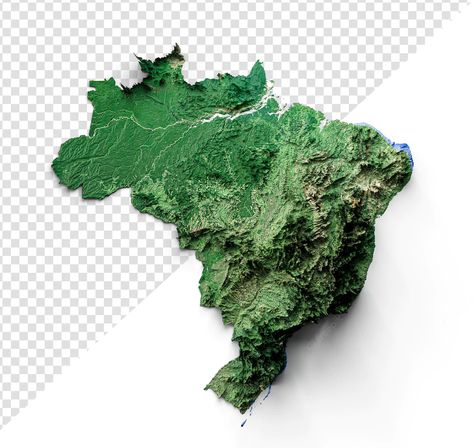 Brazil Map Illustration, Brazil Map, Topography Map, Poster Mockup Psd, South America Map, Maputo, Relief Map, Collage Poster, Logo Mockup