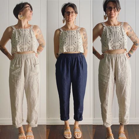 Linen Pants Pattern, Elastic Waist Pants Pattern, Colored Pants Outfits, Pants Pattern Free, Indie Patterns, Sewing Pants, Diy Wardrobe, Look Formal, Pants Sewing Pattern