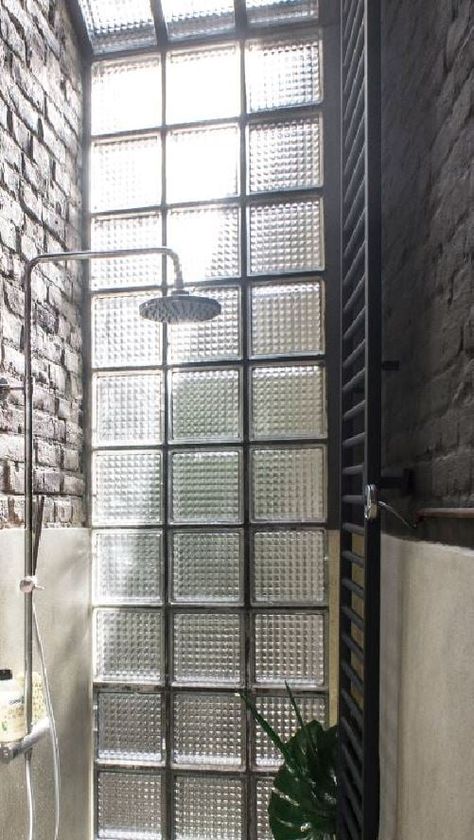 Glass Block Exterior, Cubic Window, Glass Bricks In Bathroom, Glass Brick Wall Bathroom, Glass Blocks In Bathroom, Glass Brick Shower Wall, Glass Block Shower Ideas, Glass Brick Bathroom, Glass Blocks Wall Exterior