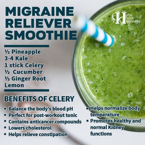 Herbs Health & Happiness Migraine Reliever Smoothie - Herbs Health & Happiness Benefits Of Fresh Ginger, Food Smoothies, Health Juice, Help Constipation, Smoothies Breakfast, Calcium Rich Foods, Happy Pregnancy, Lemon Benefits, Green Tea Benefits