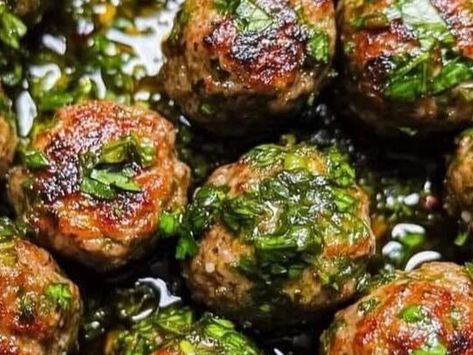 Savory Chimichurri Meatballs: A Bold Fusion of Flavor in Every Bite - NewsBreak Unique Meatball Recipes, Chimichurri Meatballs, Cooking For Family, Baked Tacos Recipe, Zucchini Crisps, Savory Meatballs, Chicken Caesar Pasta Salad, Meat Lovers Pizza, Breakfast Enchiladas