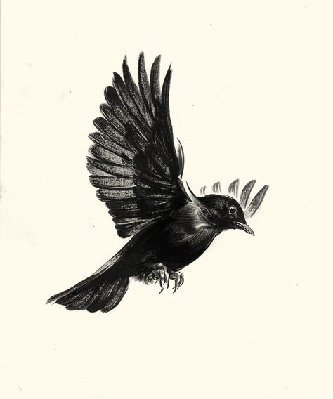 Drybrush blackbird by Greg Ruth Herren Hand Tattoos, Tattoo Son, Fly Drawing, Vogel Tattoo, Black Bird Tattoo, Tattoo Bird, Flying Tattoo, Small Bird Tattoo, Crow Tattoo