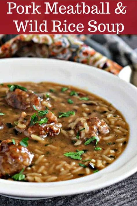 Ground Pork Meatballs, Pork Meatball, Warm Meals, Uncle Ben, Ground Pork Recipes, Cooking Wild Rice, Fast Cooking, Pork Soup, Comforting Soup