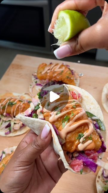 Tasty on Instagram: "Summertime is here which means fish tacos are mandatory! In this recipe we will make the perfect slaw, sauce and fish! 🌮 🐟 Full recipe linked in our bio @themoodyfoody" How To Make Fish Tacos, Fish Tacos Slaw, Fish Taco Slaw Recipe, Slaw Sauce, Fish Taco Sauce Recipe, Fish Taco Toppings, Tilapia Fish Tacos, Taco Sauce Recipes, Fish Tacos Tilapia