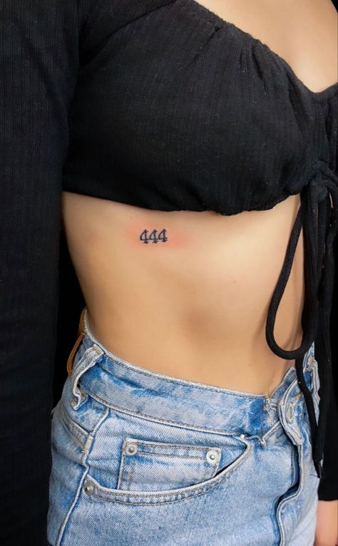 Small Side Tattoos, Girl Rib Tattoos, 777 Tattoo, Side Tattoos Women, Tattoos On Side Ribs, 444 Tattoo, Matching Friend Tattoos, Waist Tattoos, Tattoo Spots