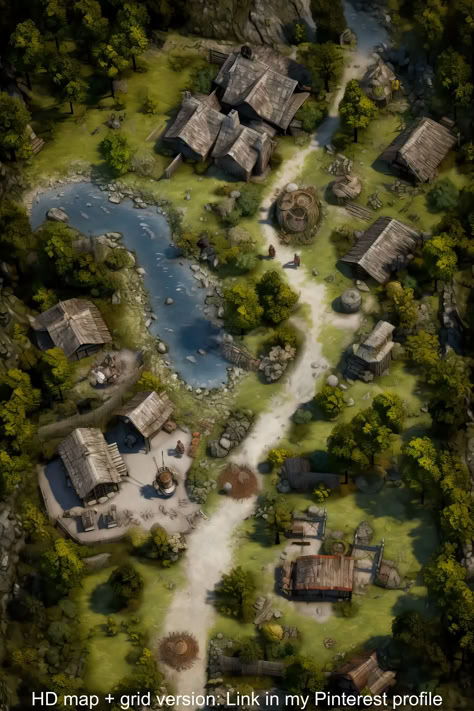 Explore a vibrant orc village with our D&D map set for dungeon masters, featuring detailed tokens and assets. Fantasy Setting Village, Orc Village, Fantasy City Map, Village Map, Dnd World Map, Fantasy World Map, Tabletop Rpg Maps, Dnd Maps, Rpg Map