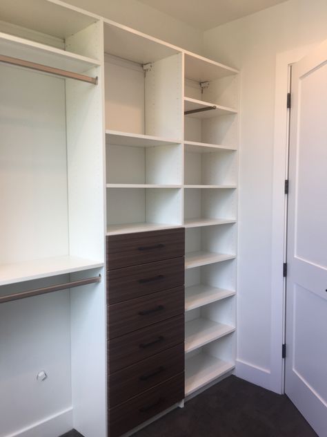 Two Toned Custom Walk In Closet | More Space Place Two Tone Walk In Closet, Two Tone Closet, Custom Walk In Closet, Walk In Robe, Space Place, Master Closet, Closet Ideas, Walk In Closet, Walk In