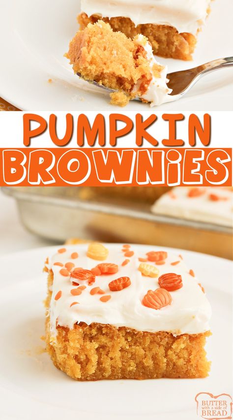 Pumpkin Bars With Cream Cheese, Bars With Cream Cheese Frosting, Bars With Cream Cheese, Pumpkin Brownies, Pumpkin Bars, Pumpkin Recipes Dessert, Delicious Cream, With Cream Cheese Frosting, Fall Dessert