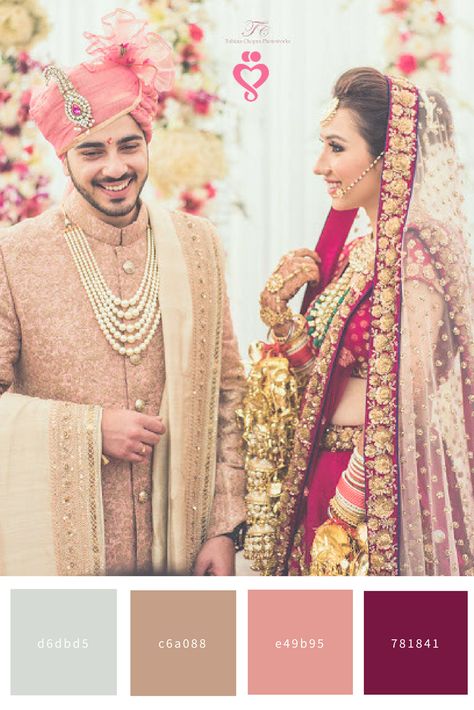 Peach Color Sherwani For Groom, Groom Indian Wedding Outfits Pink, Sherwani Groom With Red Lehenga, Peach Sherwani Indian Groom, Pink Lehenga Bride And Groom, Groom Suits For Wedding Indian, Pink Sherwani For Groom, Groom Sherwani Indian, Sequinned Lehenga