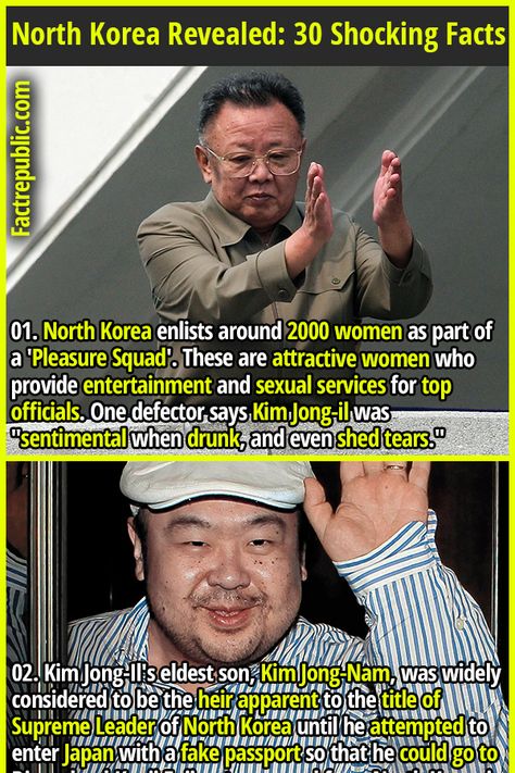 Random Useless Facts, North Korea Facts, 2000 Women, North Korea Kim, Kim Jong Il, Fact Republic, Country Facts, Interesting Facts About World, Cool Science Facts