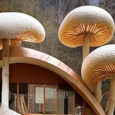 DesignMidjourney on Instagram: "Mushroom Forest Houses 🍄🌳🌿  Share your thoughts below! 🤍  Created by @designmidjourney (@ilyasumuc )  #designmidjourney #midjourney #midjourneyart #midjourneyai #architecture #architecturelovers #designboom #designmilk #designdaily #archdaily #morpholio #conceptualarchitecture #generativedesign #generativeai #generativearchitecture #aigenerated #aidesign #aiarchitecture #aiart #superarchitects #next_top_architects #dalle2 #algorithm  #mushrooms #mushroom #mushroomhouse" Mushroom Building, Mushroom Tree, Forest Houses, Mushroom Forest, Conceptual Architecture, Generative Design, Top Architects, Fantasy Homes, Mushroom House