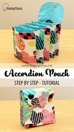 Sewing A Gift Bag, Lipstick Pouch Diy, Accordion Pouch Pattern, Jewelry Organizer Sewing Pattern, Sewn Pouch Pattern, Accordion Wallet Tutorial, Tech Storage Bag, Accordion Purse Free Pattern, Accordion Bag Pattern