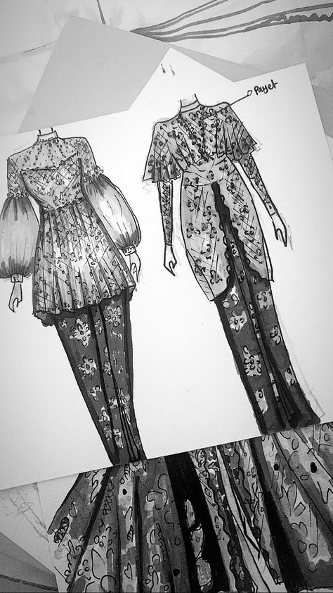 Kebaya wisuda Kebaya Illustration, Mix And Match Outfits Hijab, Fashion Batik, Batik Dress Modern, Fashion Draping, Fashion Dream Job, Dress Modern, Casual Hijab Outfit, Sketches Dresses