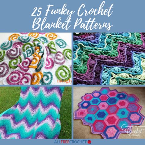 25 Funky Crochet Blanket Patterns Funky Crochet Blanket, Easy Afghan Crochet Patterns, Temperature Blanket Colors, Granny Square Afghans, Crochet Temperature Blanket, Funky Crochet, Crochet Hexagon Blanket, Citrus Smoothie, Crocheted Cow Pattern