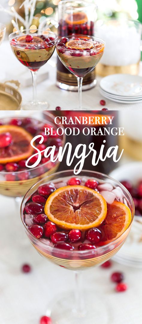 Cranberry Blood Orange Sangria, perfect for the holidays! Cranberry Orange Sangria, Orange Sangria Recipes, Holiday Shots, Blood Orange Sangria, Thanksgiving Recipes Side Dishes Easy, Orange Sangria, Cranberry Sangria, Christmas Sangria, Orange Cranberry