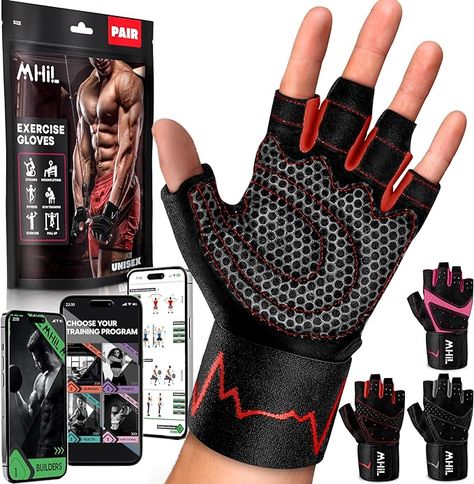 - Weight Lifting Gloves, Gym Gloves for Men - Exercise Gloves, Training Gloves with Wrist Wraps Support for Weightlifting, Work Out, Pull up- Full Palm Protection Men Exercise, Weight Lifting Gloves, Wrist Wraps, Gym Gloves, Gloves For Men, Workout Gloves, Training Gloves, Wrist Wrap, Pull Ups