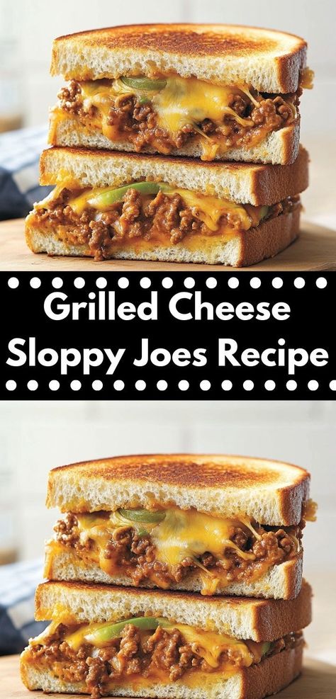 Craving a delicious twist on classic comfort food? This Grilled Cheese Sloppy Joes Recipe combines the rich flavors of beef with gooey cheese, making it an easy dinner idea that the whole family will love. Original Joe Sandwich Recipe, Sloppy Joe Grilled Cheese Sandwiches, Easy Sloppy Joes Recipe Simple, Cheese Sloppy Joes, Sloppy Joe Grilled Cheese, Melted Cheese Sandwich, Grilled Cheese Sloppy Joe, Philly Cheesesteak Sloppy Joes, Easy Bbq Sauce