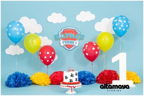 Pawpatrol Cake smash. Paw patrol theme, blue, red, yellow and yummy paw cake. First birthday smash cake paw patrol theme for boy. Paw Patrol Cake Smash, Paw Cake, Paw Patrol Theme, Smash Cake First Birthday, Paw Patrol Birthday Theme, Paw Patrol Decorations, Cake Smash Theme, Paw Party, Boys First Birthday Party Ideas