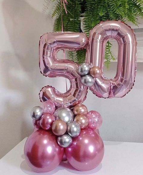 60th Birthday Balloons, Organic Bouquet, Rose Gold Number Balloons, Gold Number Balloons, Birthday Party Decorations For Adults, Deco Ballon, 50 Balloons, Pink Latex, Rose Gold Birthday