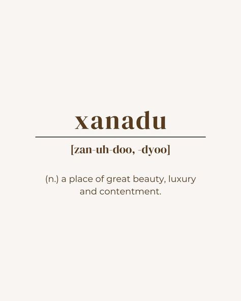 rare word, unique word, one word quote, xanadu, language, name ideas, meaning, minimalist, beige, brown Greek Words And Meanings, Writing Prompts Aesthetic, One Word Quote, Lash Names, Languages Quotes, French Words With Meaning, Greek Phrases, Unknown Words, My Dictionary