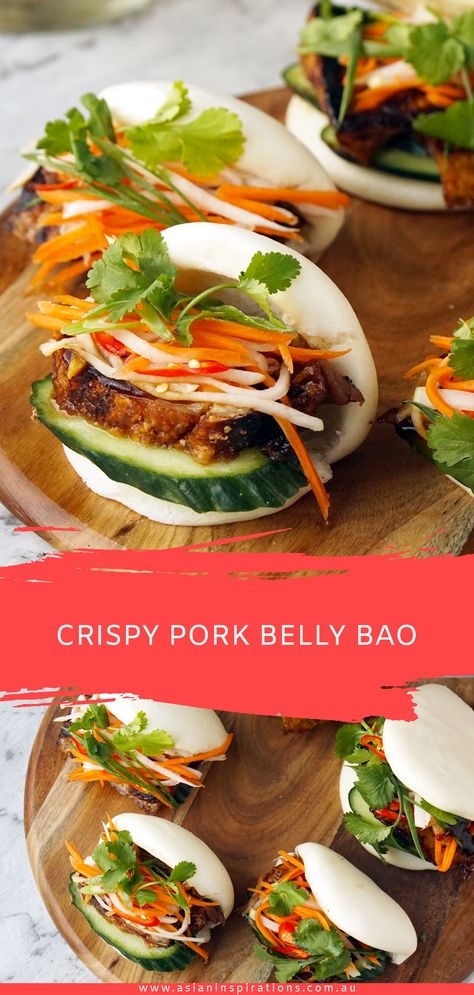 Bao Buns Recipe Pork, Pork Belly Buns Recipe, Pork Bao Buns, Asian Style Pork Belly, Boa Recipe, Pork Belly Bao Buns Recipe, Pork Belly Sides, Bao Pork Belly, Pork Bao