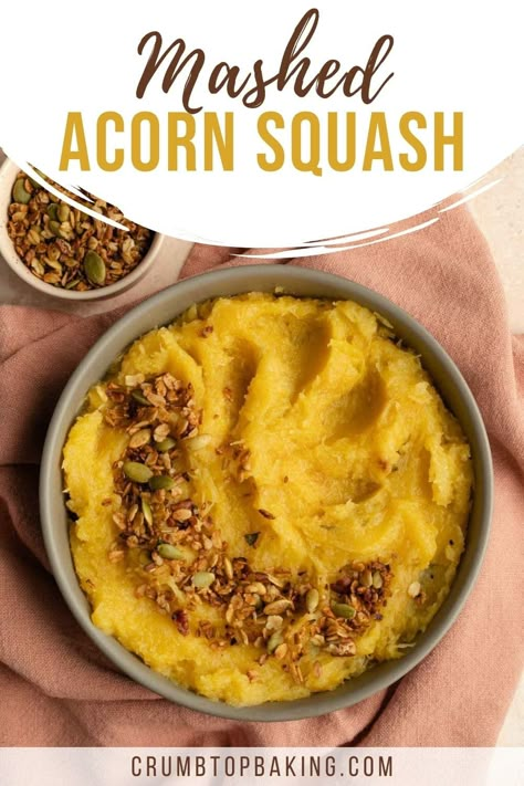 Mashed Acorn Squash Recipe, Recipes With Rosemary, Mashed Acorn Squash, Mashed Squash, Acorn Squash Recipe, Autumn Side Dishes, Acorn Squash Recipes, Mash Recipe, Roasted Butternut Squash Soup