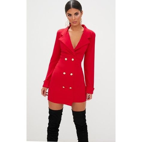 Romper Dress Prom, Dress With Blazer, Red Blazer Dress, Blazer Dress Outfits, Pretty Red Dress, Jacket Sewing, Multi Way Dress, Red Dress Women, Cheryl Blossom