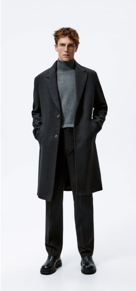 Mens Long Coat Outfit Formal, Black Coat Outfit, Long Coat Outfit, Long Coat Men, Fiesta Outfit, New Years Outfit, Classy Men, Men Stylish Dress, Ootd Men