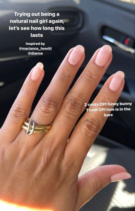 Perfect Neutral Nails, Marianna Hewitt Nails, Micro French Nails Round, Hens Nail Ideas, Kyoto Pearl Opi Gel, Wedding Nail Colors Opi, Opi Color Combinations, Giving Birth Nails, Opi Natural Gel Colors