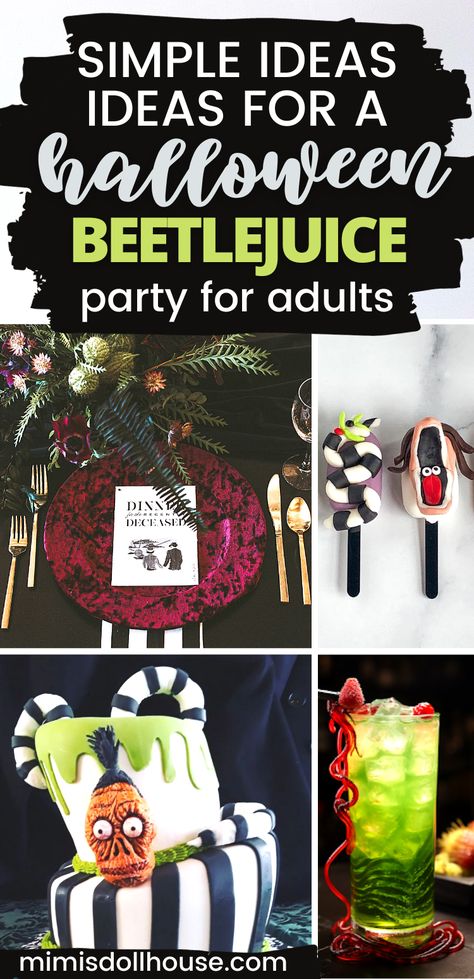 Beetlejuice Date Night, Beatle Juice Movie Night, Beetlejuice Kitchen Ideas, Beetle Juice Dinner Ideas, Bettlejuice Theme Dinner, Bettle Juice Movie Night, Bettle Juice Party Theme, Bettle Juice Party Food, Bettle Juice Food Ideas